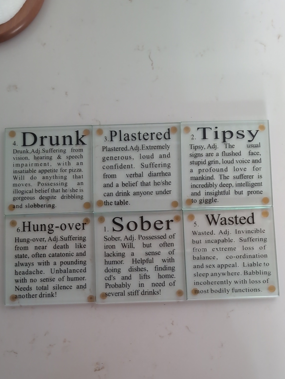 Unk Teal Glass Coaster with Black Typography - "Drunk"